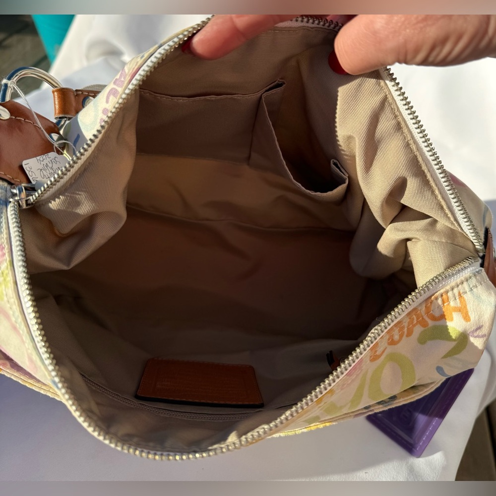 Coach Hampton Scribble Shoulder Bag Cotton and Leather 2009 13564 - Picture 6 of 8